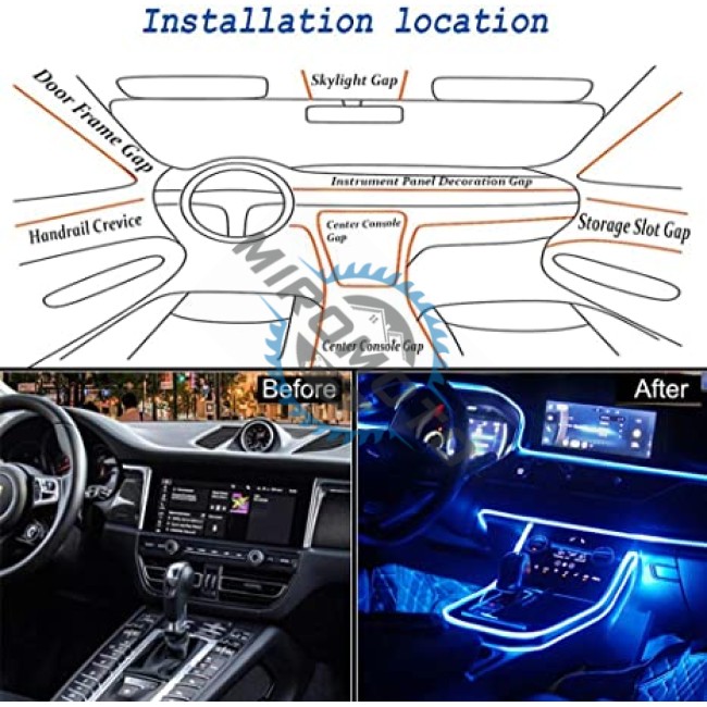 Banda Smart RGB luminoasa pentru interiorul masinii, Lumini controlabile prin aplicatie