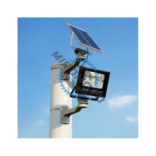 Proiector cu panou solar Jortan, 50 W, IP66, 6500 K, cu telecomanda inclusa si senzor de lumina