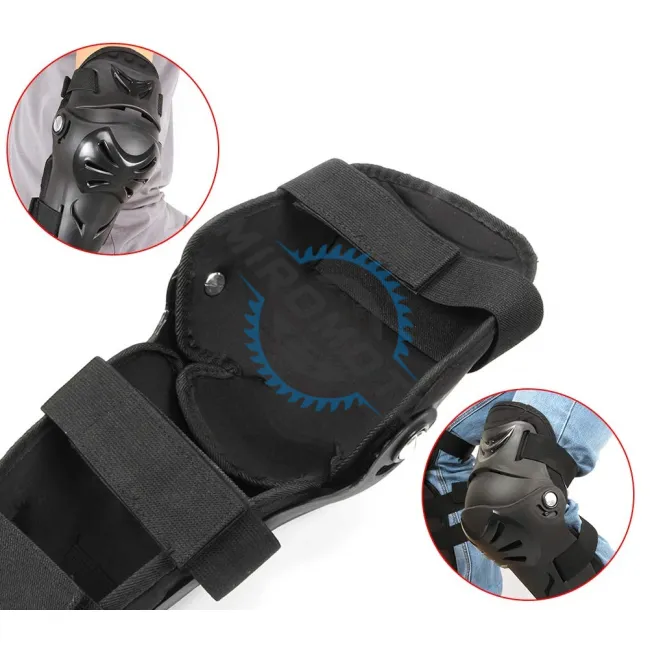 Set protectii moto, genunchere si cotiere, prindere Velcro, benzi elastice, ventilate, culoarea neagra