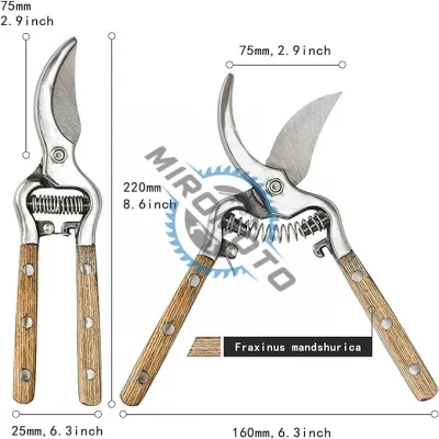 Foarfeca de vie manuala 8" otel inoxidabil, manere lemn bambus Foarfeca de vie manuala 8" otel inoxidabil, manere lemn bambus