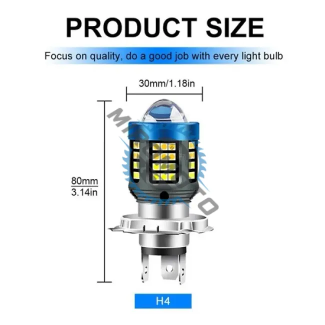 Bec LED H4 AUTO, Moto, Scuter, ATV, Plug and Play, 12-80V, 160W, 61 SMD, 6000K, 15000LM