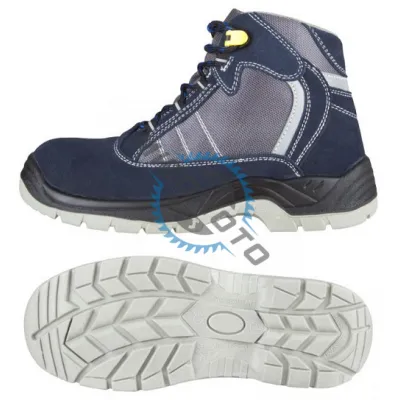 Bocanci de protectie cu bombeu metalic, talpa Injectata PU, piele intoarsa ETP