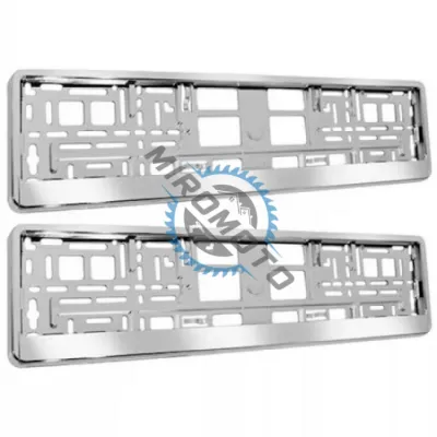 Set 2 Bucati Suport Numar Inmatriculare Auto, Fata-Spate, Argintiu