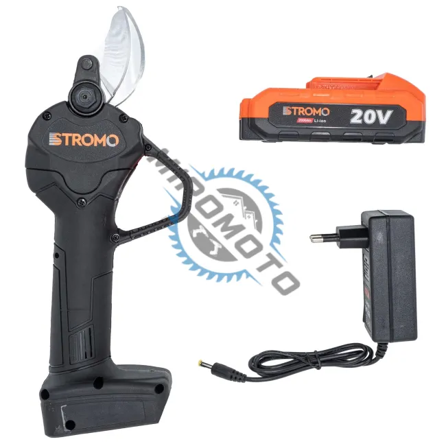 Foarfeca electrica de gradina, pentru taiat crengi pomi, Stromo ACP20, cu 1 acumulator Li-ion, 20 V, 2000 mAh