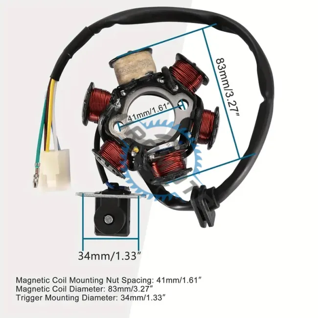 Magnetou / stator aprindere Atv 110cc - 125cc, 6 bobine, 5 fire, model 2