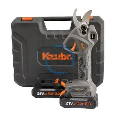 Foarfeca electrica de gradina, pentru taiat crengi pomi, Kzubr K10029, cu 2 acumulatori Li-ion, 21 V, 2000 mAh Foarfeca electrica de gradina, pentru taiat crengi pomi, Kzubr K10029, cu 2 acumulatori Li-ion, 21 V, 2000 mAh