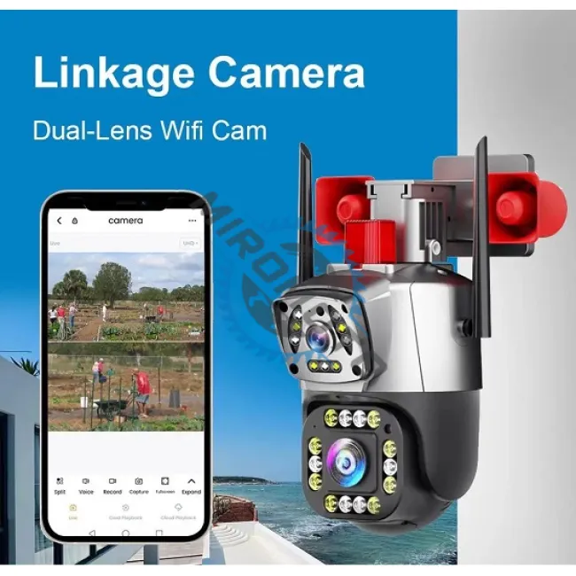 CAMERA DE SUPRAVEGHERE WIFI, DUBLA, 6MP, SENZOR MISCARE, ALARMA, NIGHT VISION, 355°