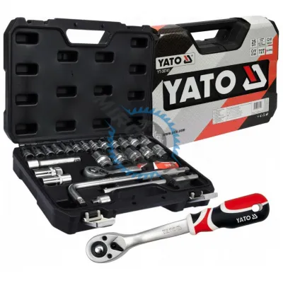 Trusa chei tubulare, Yato YT-38741, 10-32 mm, patrat 1/2 inch, 25 bucati