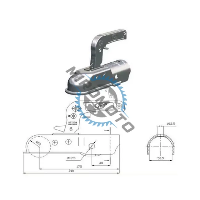 Cupla Remorca Rotunda, Masa Maxima 1300Kg, Omologat E-mark ( E4 )