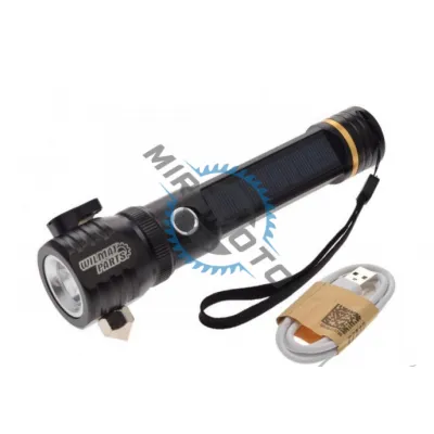 Lanterna tactica LED, profesionala,,panou solar, acumulator inclus, rezistenta la apa, incarcare USB, Negru AA2551 Lanterna tactica LED, profesionala,,panou solar, acumulator inclus, rezistenta la apa, incarcare USB, Negru AA2551