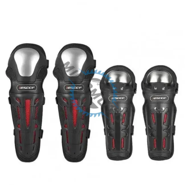 Set protectii moto, genunchere si cotiere, prindere Velcro, benzi elastice, protectie aluminiu, ventilate, Model Pro Moto