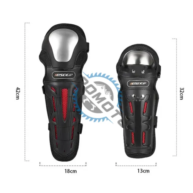 Set protectii moto, genunchere si cotiere, prindere Velcro, benzi elastice, protectie aluminiu, ventilate, Model Pro Moto