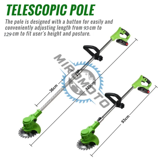 Motocoasa electrica Ieto cu 2 acumulatori 48 V, brat ajustabil, 2 Lame, 1 Disc Pentru Taiere, 20000 RPM, 2-3 Ore Autonomie, Verde