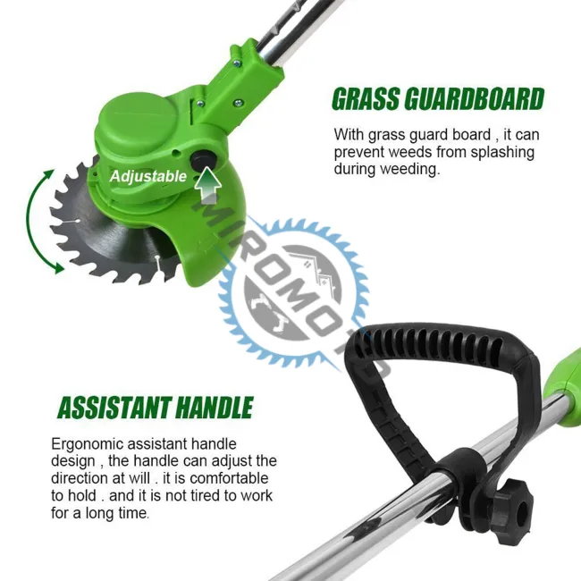 Motocoasa electrica Ieto cu 2 acumulatori 48 V, brat ajustabil, 2 Lame, 1 Disc Pentru Taiere, 20000 RPM, 2-3 Ore Autonomie, Verde