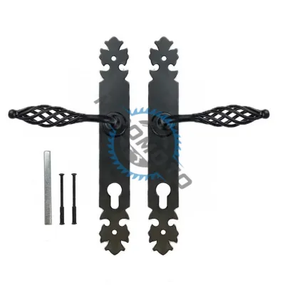 Set 2 manere pentru porti metalice sau fier forjat, model negru, H 285 MM, L 40 MM