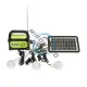 Kit iluminat portabil LED cu 3 becuri/proiector, radio FM, MP3, panou solar si baterie 6V, 4.5 Ah pentru pescuit camping GD-8073