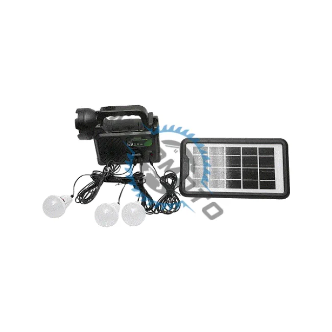 Kit iluminat portabil LED cu 3 becuri/proiector, panou solar si baterie 3.7V, 5500Ah pentru pescuit camping GD-P30