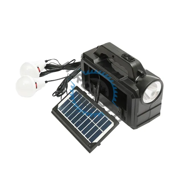 Kit iluminat portabil LED cu 2 becuri/proiector, panou solar si baterie 4000 mAh pentru pescuit camping GD-8077