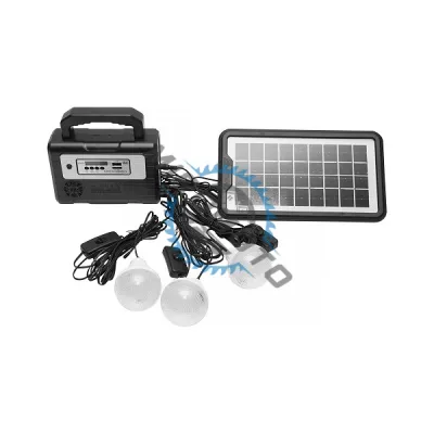 Kit iluminat portabil LED cu 3 becuri/proiector, radio FM, telecomanda panou solar si baterie 6V, 2 Ah pentru pescuit camping GD-8028 Kit iluminat portabil LED cu 3 becuri/proiector, radio FM, telecomanda panou solar si baterie 6V, 2 Ah pentru pescuit camping GD-8028