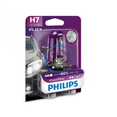 Bec auto cu halogen pentru far Philips H7 Vision Plus, +60%, 12V, 55W Bec auto cu halogen pentru far Philips H7 Vision Plus, +60%, 12V, 55W
