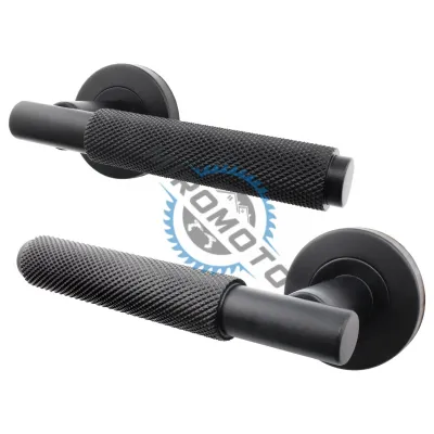Manere tip rozeta pentru usa interior, maner la 90 de grade, material aluminiu, culoare negru mat Manere tip rozeta pentru usa interior, maner la 90 de grade, material aluminiu, culoare negru mat
