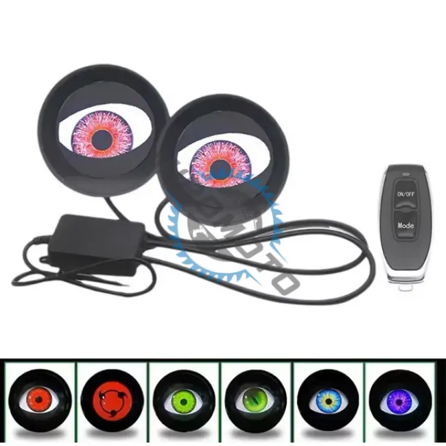 Set 2 lupe devil eyes cu display led 3 inch, control prin telecomanda, 8 moduri de iluminare, retrofit faruri sau proiectoare, compatibile cu diverse modele auto, rezistenta IP67