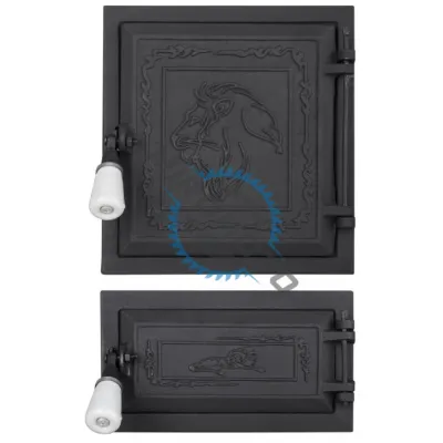 Usa pentru soba din fonta cu cenusar 215x235 + 215x100 mm, model Leo Usa pentru soba din fonta cu cenusar 215x235 + 215x100 mm, model Leo