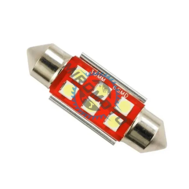 Set 2 becuri led auto, pentru numar inmatriculare, portbagaj, plafoniera, c5w, 12V, 36mm, 6 led canbus, alb