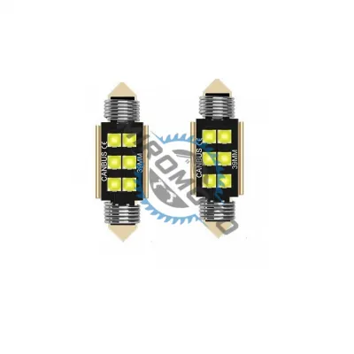 Set 2 becuri led auto, pentru numar inmatriculare, portbagaj, plafoniera, c5w, 12V, 39mm, 6 led canbus, alb Set 2 becuri led auto, pentru numar inmatriculare, portbagaj, plafoniera, c5w, 12V, 39mm, 6 led canbus, alb