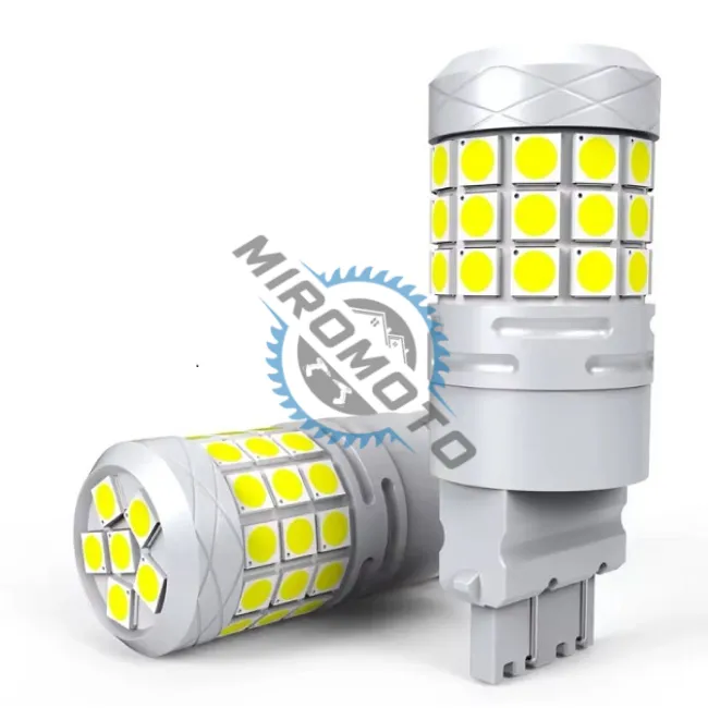 Set 2 becuri auto, led t20 cu lupa, 120w, 10000lm, 6000k, 12v, 42 smd, 2 faze, alb