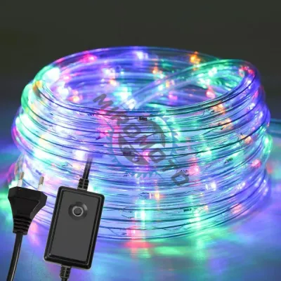 Instalatie de Craciun tip furtun, flexibila, leduri RGB multicolor, pentru exterior si interior, 8 moduri de iluminare, IP44, 20 m Instalatie de Craciun tip furtun, flexibila, leduri RGB multicolor, pentru exterior si interior, 8 moduri de iluminare, IP44, 20 m