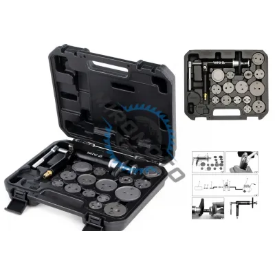Trusa universala cu presa si adaptoare pentru etrier frana pneumatica, 16 piese, Yato YT-0671 Trusa universala cu presa si adaptoare pentru etrier frana pneumatica, 16 piese, Yato YT-0671