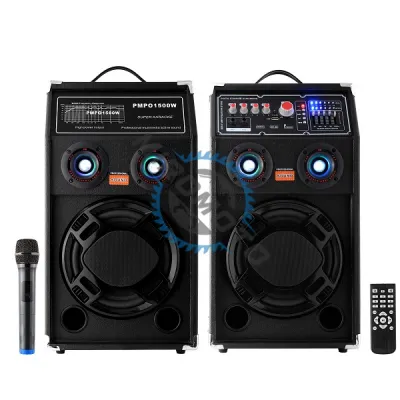 Set 2 boxe active, bluetooth 500W, EQ5+, usb, fm, aux, microfon wireless, telecomanda Set 2 boxe active, bluetooth 500W, EQ5+, usb, fm, aux, microfon wireless, telecomanda
