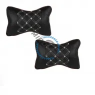 Set 2 pernute pentru tetiere auto, piele ecologica, negru/alb