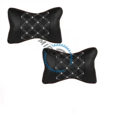 Set 2 pernute pentru tetiere auto, piele ecologica, negru/alb