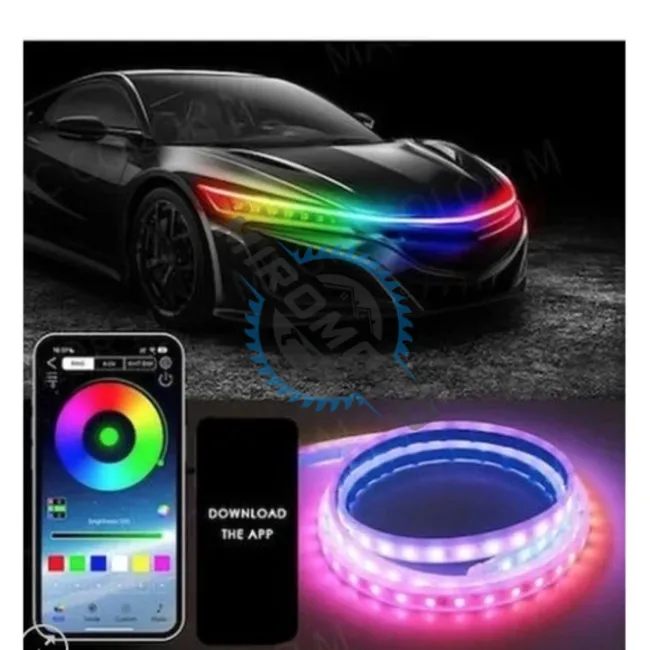 Banda decorativa led RGB pentru masina lungime 1,8m 12V cu aplicatie