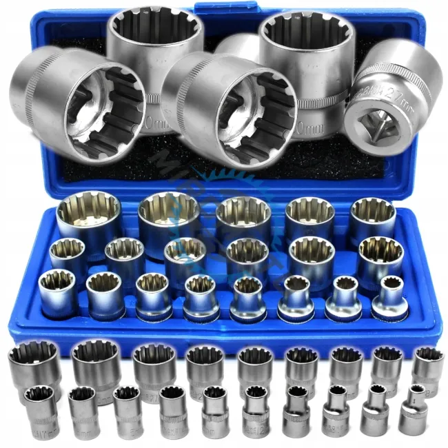 Set 19 chei tubulare spline 1/2 Cr-V, 8-32mm, 12-point