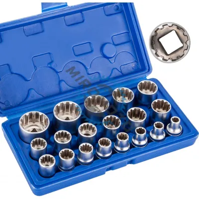 Set 19 chei tubulare spline 1/2 Cr-V, 8-32mm, 12-point Set 19 chei tubulare spline 1/2 Cr-V, 8-32mm, 12-point