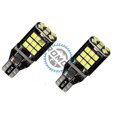 Set 2x Becuri Auto, Led T15, 16w, 720lm, 6000k, 12v, 24 smd, alb Set 2x Becuri Auto, Led T15, 16w, 720lm, 6000k, 12v, 24 smd, alb