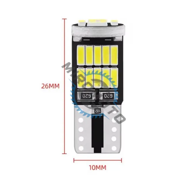 Set 2x Becuri Auto, Led T10, w5w, 6000k, 6W, 12v, 26 smd, alb