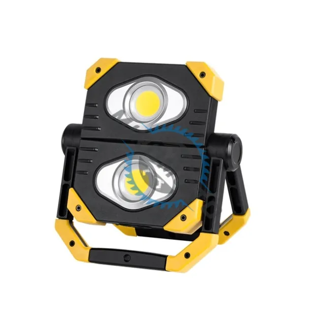 Lampa de lucru LED, 2 x 9.5 W, Cob acumulator 3.7 V, 5 Ah, magnet, galben/negru