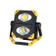 Lampa de lucru LED, 2 x 9.5 W, Cob acumulator 3.7 V, 5 Ah, magnet, galben/negru