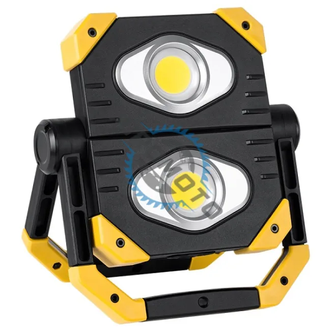 Lampa de lucru LED, 2 x 9.5 W, Cob acumulator 3.7 V, 5 Ah, magnet, galben/negru