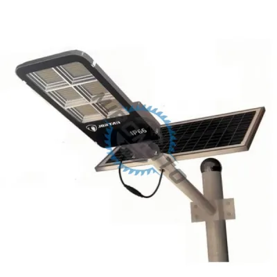 Lampa solara stradala cu panou solar si telecomanda, 400 W, Jortan JT-A73JR-2411-14, suport metalic, rezistent la apa Lampa solara stradala cu panou solar si telecomanda, 400 W, Jortan JT-A73JR-2411-14, suport metalic, rezistent la apa