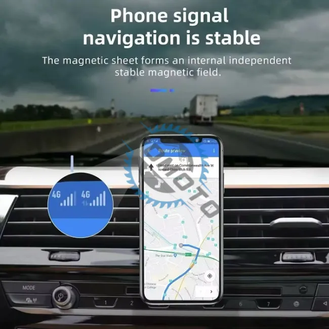 Suport auto universal pentru telefon cu lipire pe bord, pentru suprafete plane si curbate, magnetic, ajustabil 360, negru