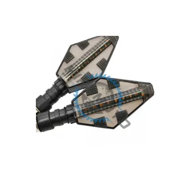 Set 2 semnalizari moto cu led 12V, semnalizare galbena dinamica, lumina zi alba, model FS-1213