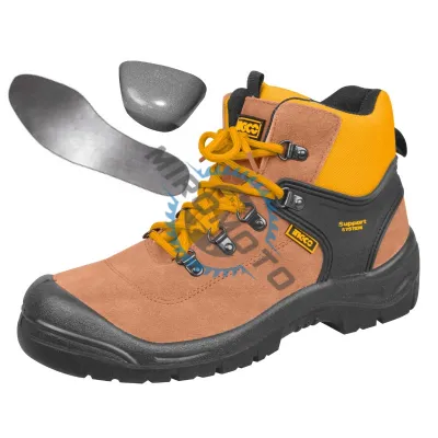 Bocanci de protectie cu bombeu metalic, INGCO SSH12S1P, piele intoarsa, S1P Bocanci de protectie cu bombeu metalic, INGCO SSH12S1P, piele intoarsa, S1P