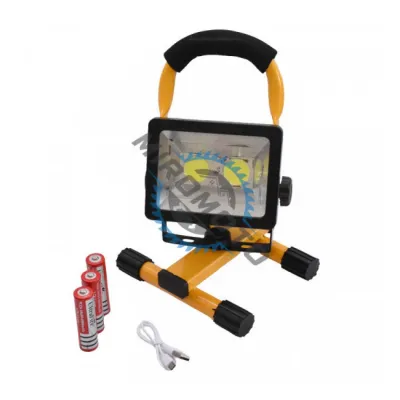 Lampa de lucru LED, 2x COB 30W, acumulator 3x 18650, suport prindere, negru/galben Lampa de lucru LED, 2x COB 30W, acumulator 3x 18650, suport prindere, negru/galben