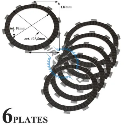 Set 6 discuri ambreiaj / Atv, 10 ghidaje, exterior 134 mm