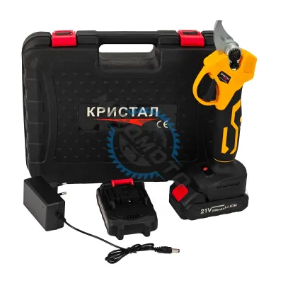 Foarfeca electrica de gradina, pentru taiat crengi pomi, CRISTAL 21 V, cu 2 acumulatori Li-ion, 2000 mAh Foarfeca electrica de gradina, pentru taiat crengi pomi, CRISTAL 21 V, cu 2 acumulatori Li-ion, 2000 mAh